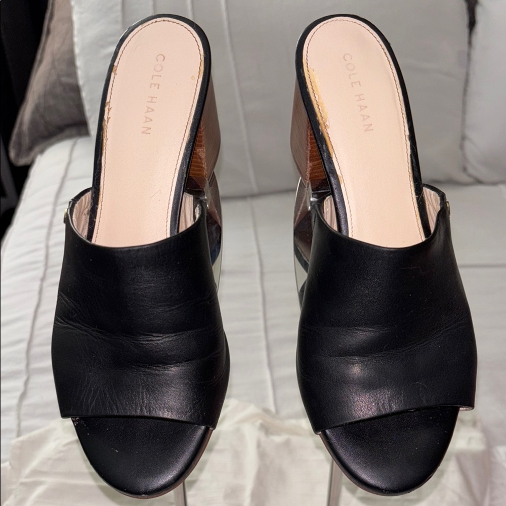 Cole Haan Diana Black Leather Mules Size 7.5